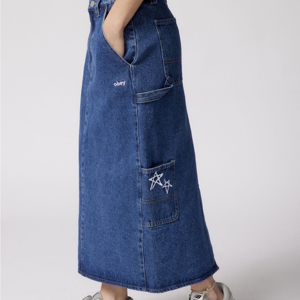Obey Juniper Embroidered Denim Midi Skirt - Picture 2 of 6